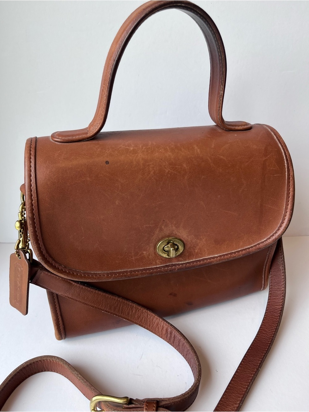 Vintage Coach British Tan Manor Leather Bag 9977